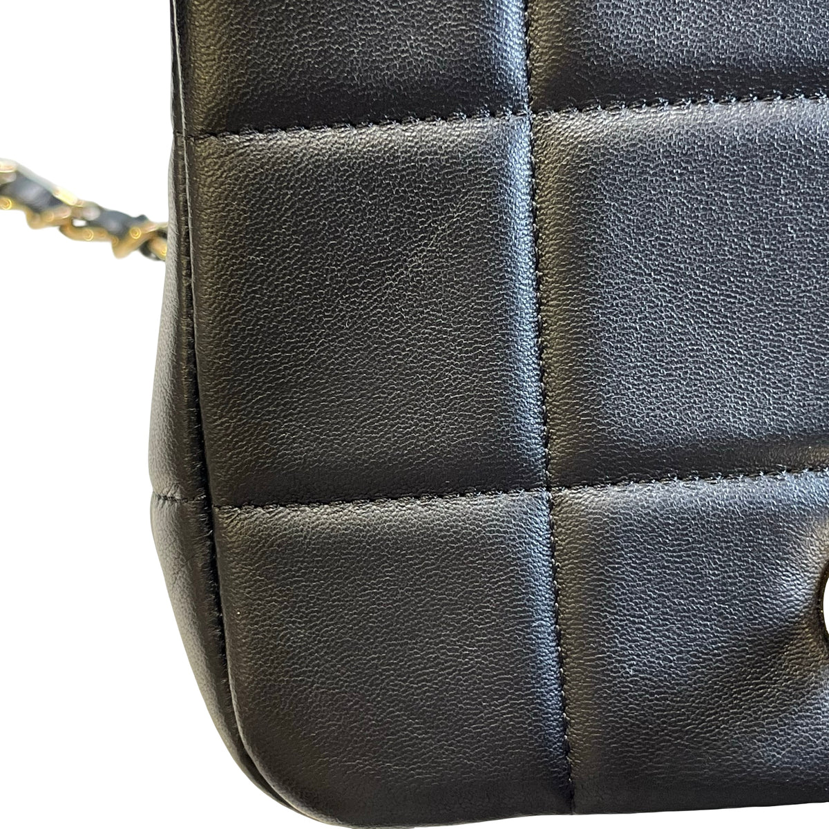 Used CHANEL Lambskin 23C Monaco Mini square flap bag Cross body bag Black