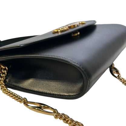 GUCCI Leather Zumi Shoulder Bag Black