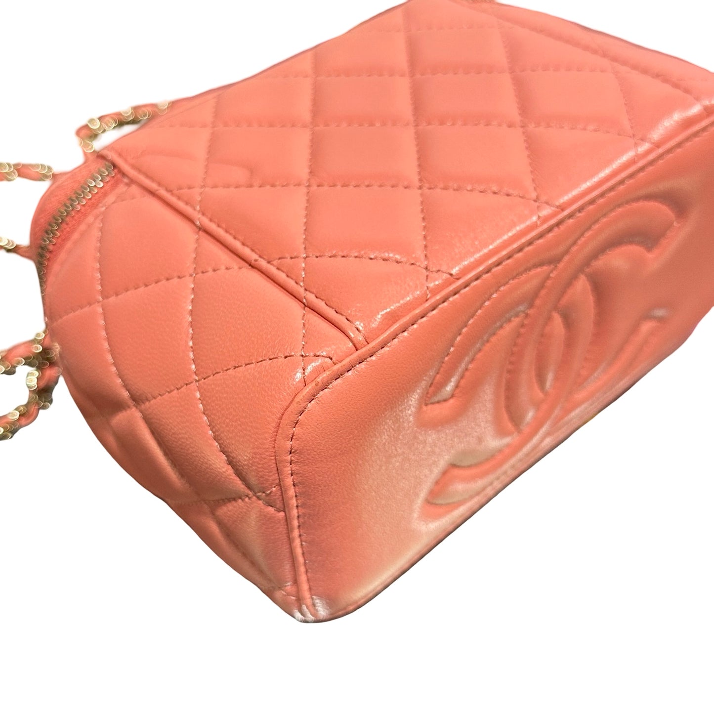 Used CHANEL Vanity Case Cross Body Bag Pink GHW