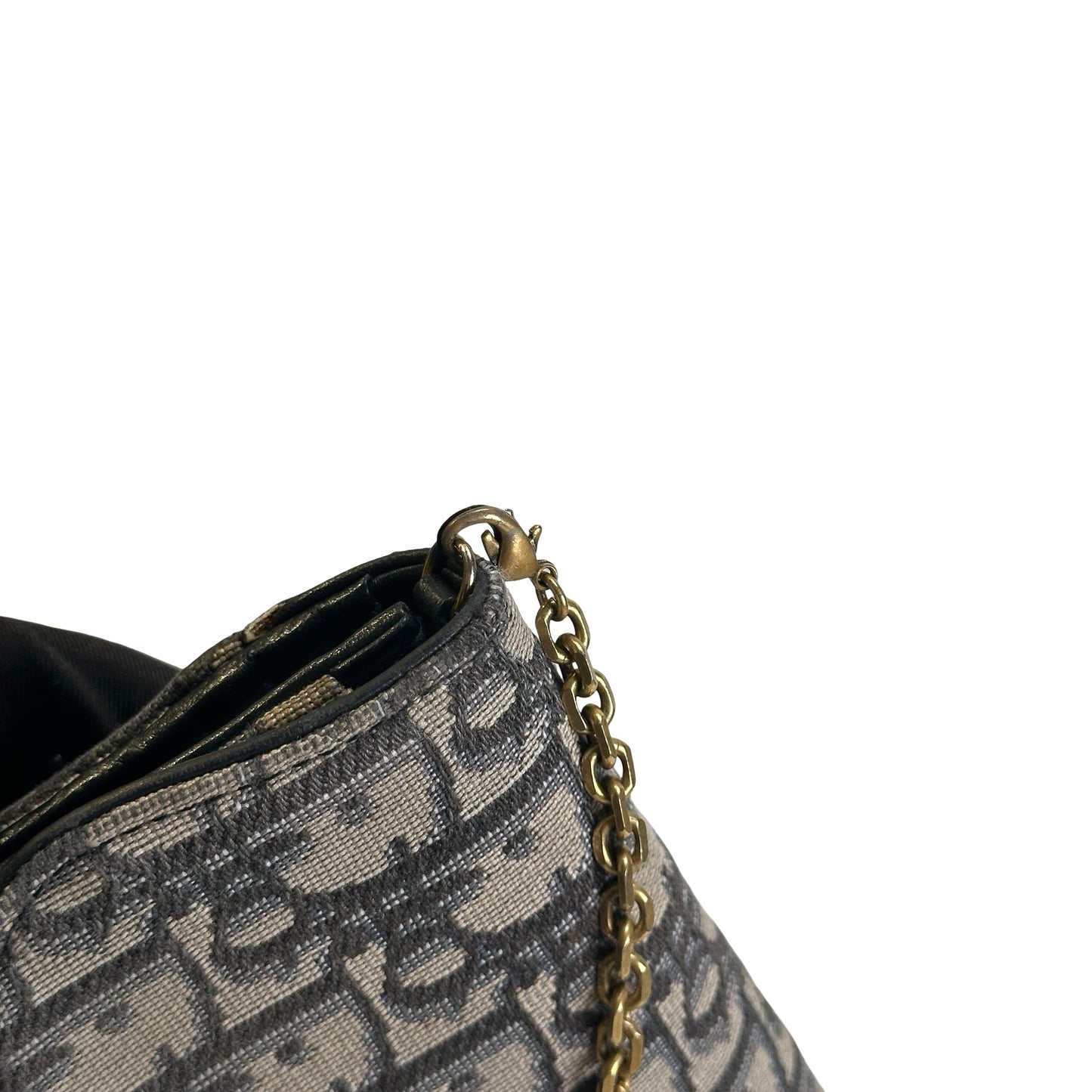 Used DIOR Oblique Canvas Oblique WOC Cross body bag Navy Grey