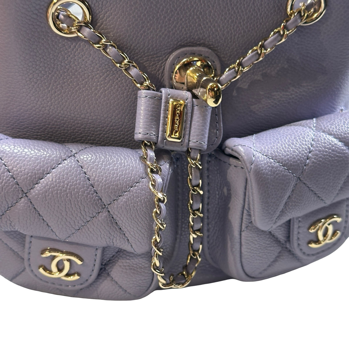 Used CHANEL Quilted Caviar Duma Backpack Purple Gold