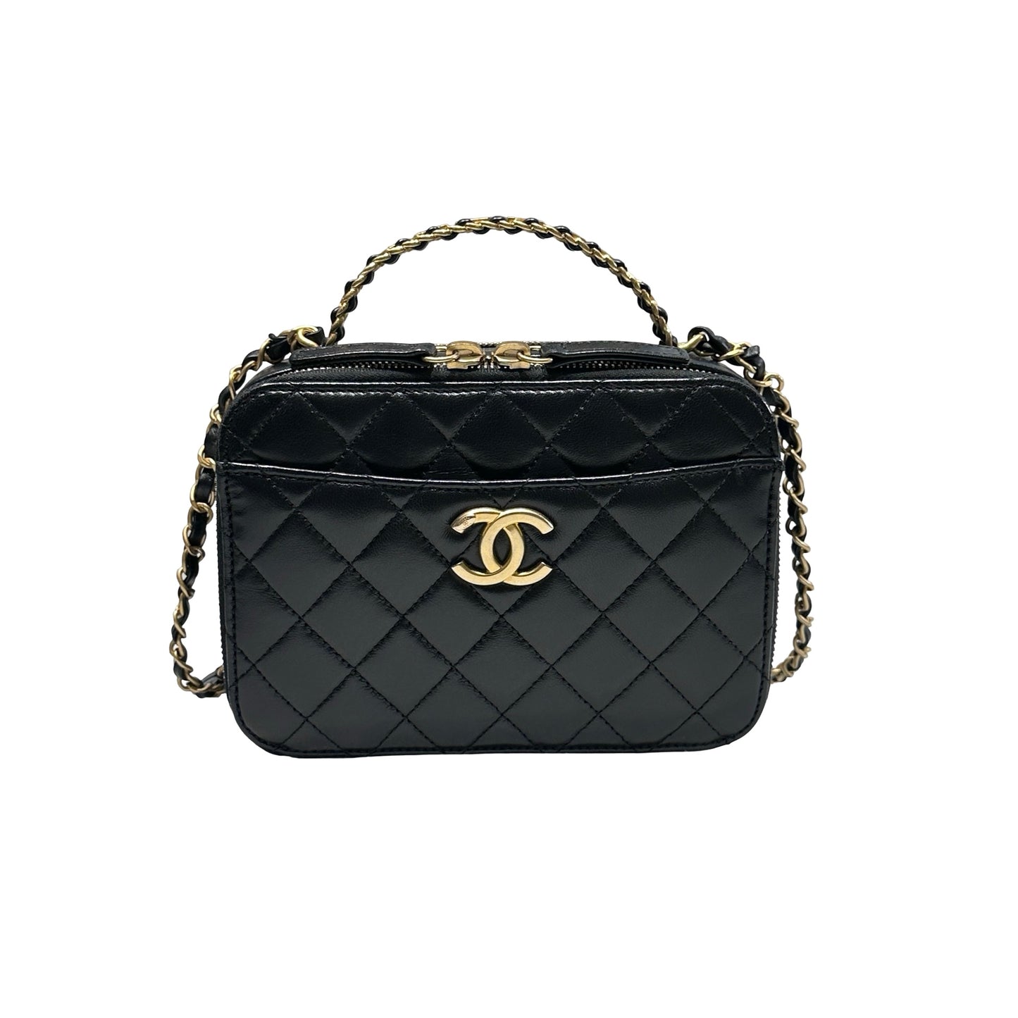 Used CHANEL Camera Bag Black GHW