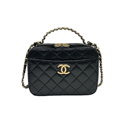 Used CHANEL Camera Bag Black GHW