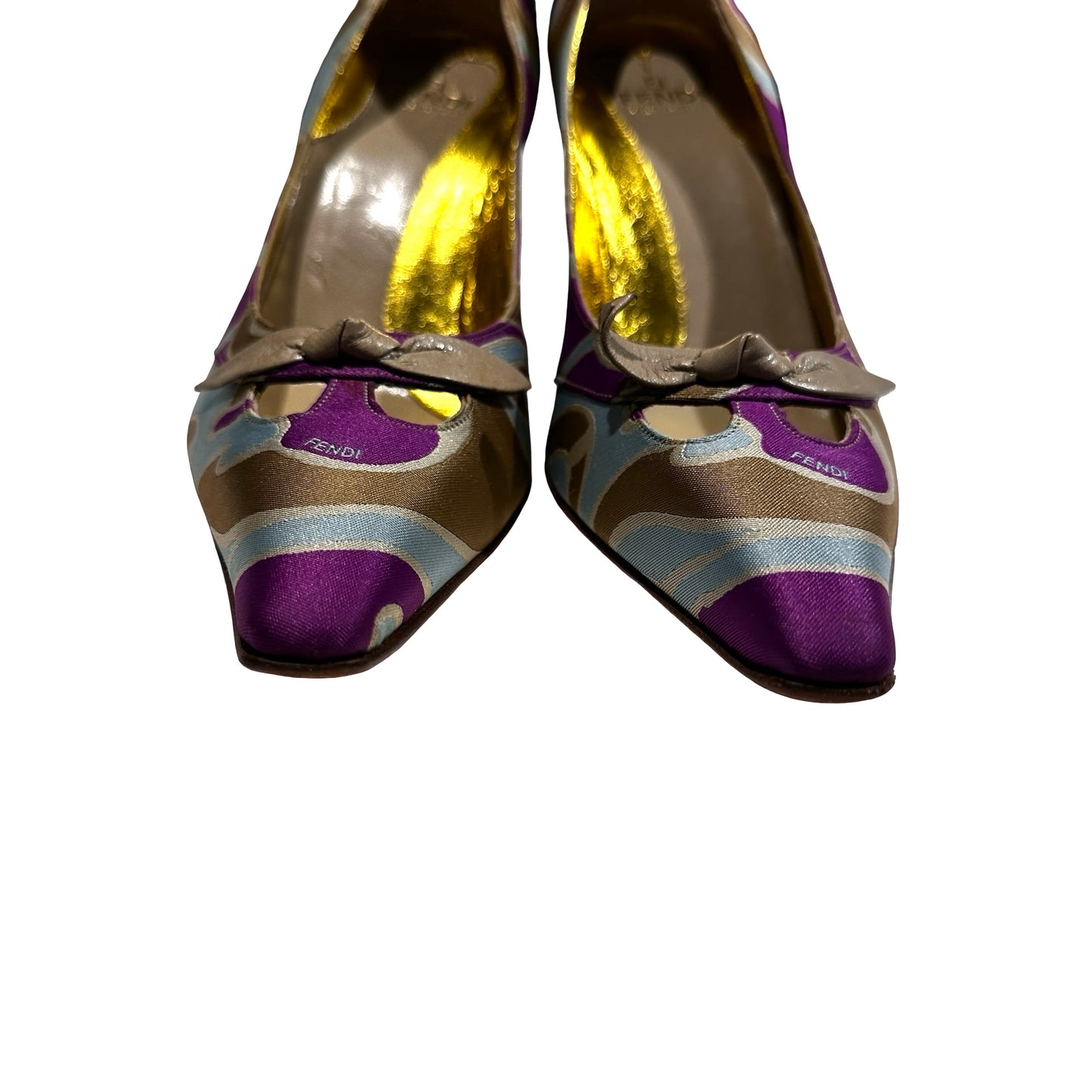 Used Fendi Heels Heels Gold Beige Purple Blue