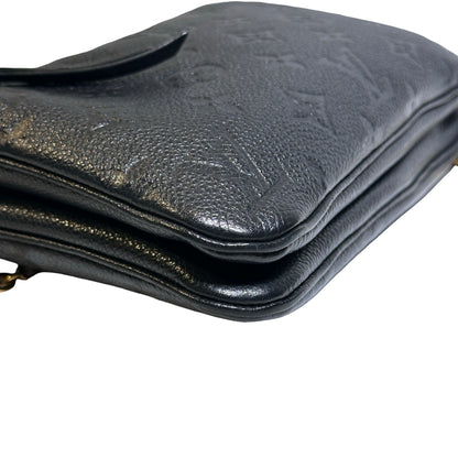 Used LOUIS VUITTON Monogram Eclipse coated canvas Double Zip Pochette Shoulder Bag Black GHW