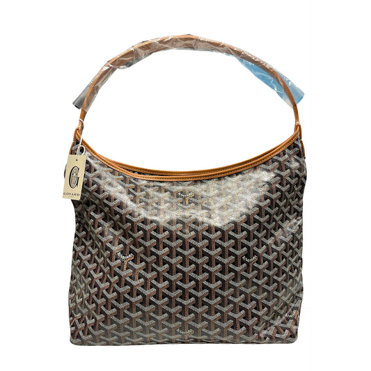 Unused Goyard Canvas Calfskin Leather Hobo Bag Brown PHW