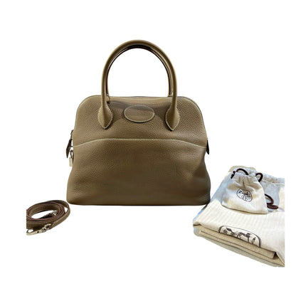 Used Hermès Taurillion Bolide 31 Shoulder Bag Etoupe (18) PHW