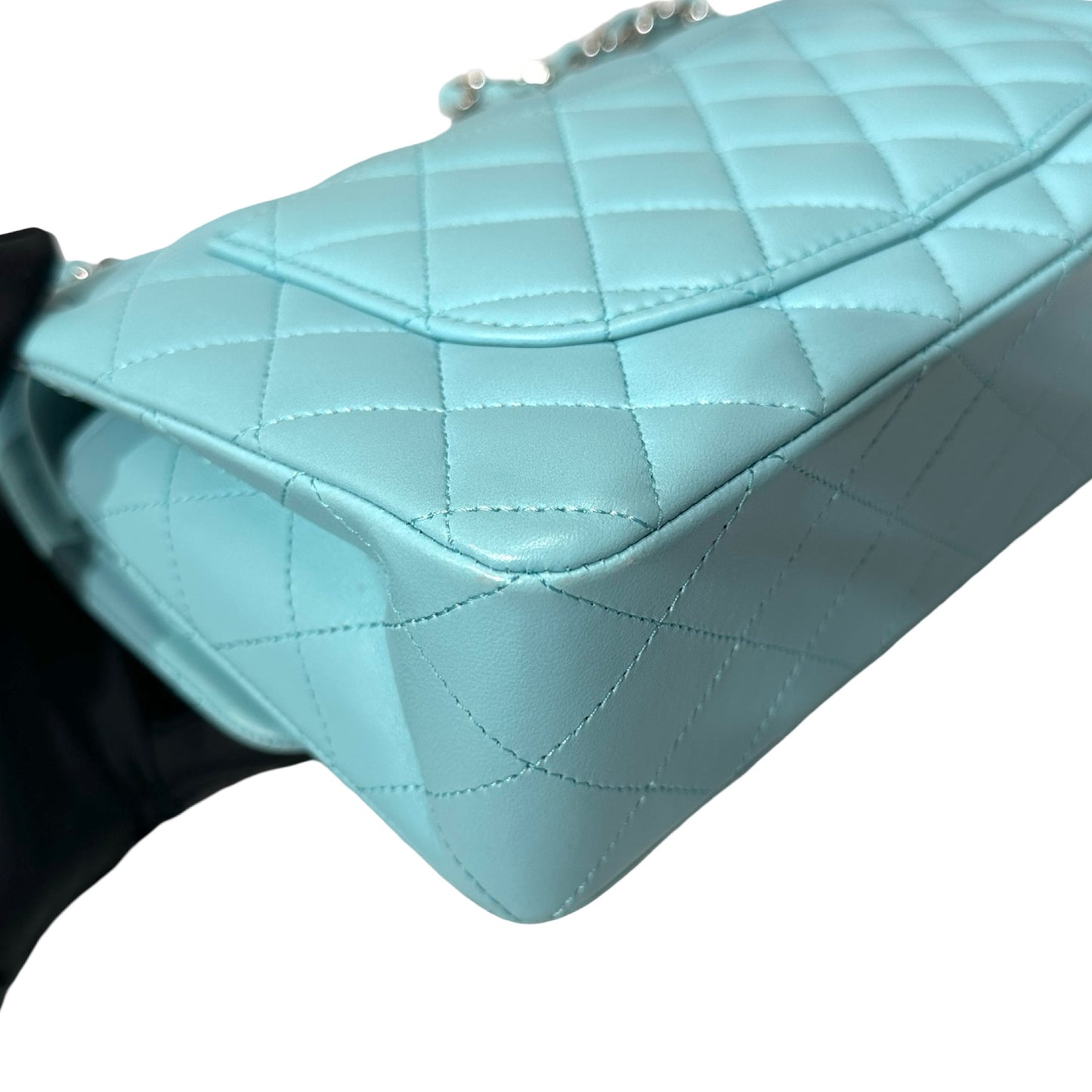 Used CHANEL Lambskin Leather CF 23 Shoulder Bag Blue PHW