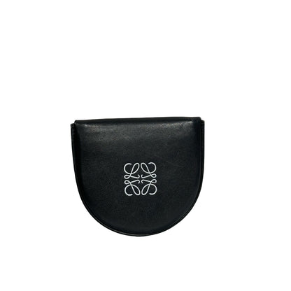 Used LOEWE Calfskin Leather Coin Purse Black