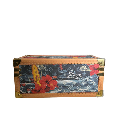 Used LOUIS VUITTON Calfskin Leather Monogram Box Box Blue Brown GHW
