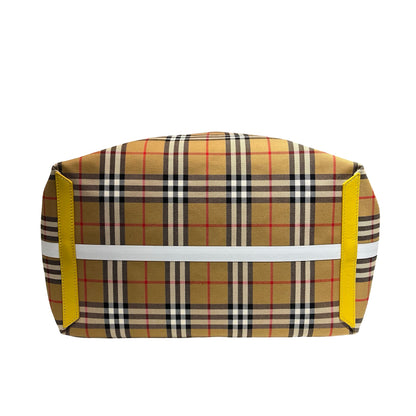 Used BURBERRY Canvas Large Tote Shopper Yellow White Shopper Bag