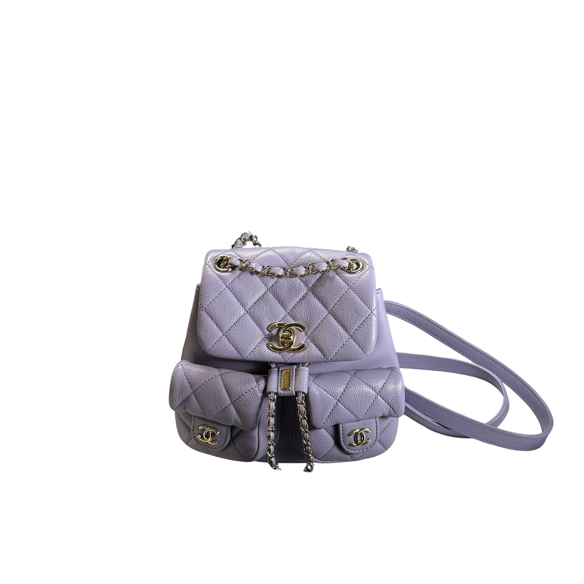 Used CHANEL Quilted Caviar Duma Backpack Purple Gold