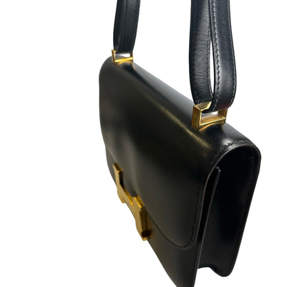Used HERMES Box Calfskin Constance 24 Shoulder Bag Black Gold