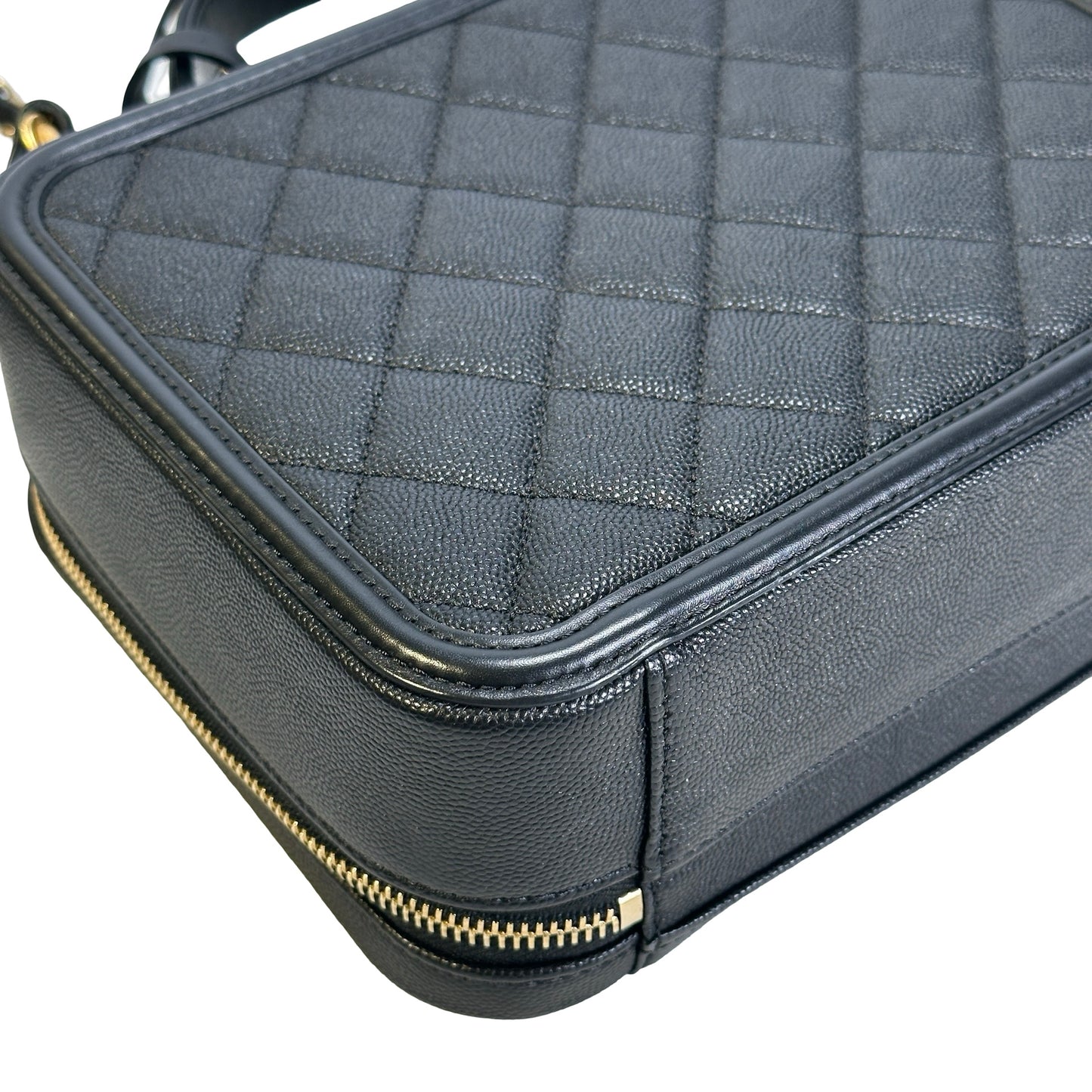 Used CHANEL Quilted Caviar CC Filigree Vanity Case Vanity case Black