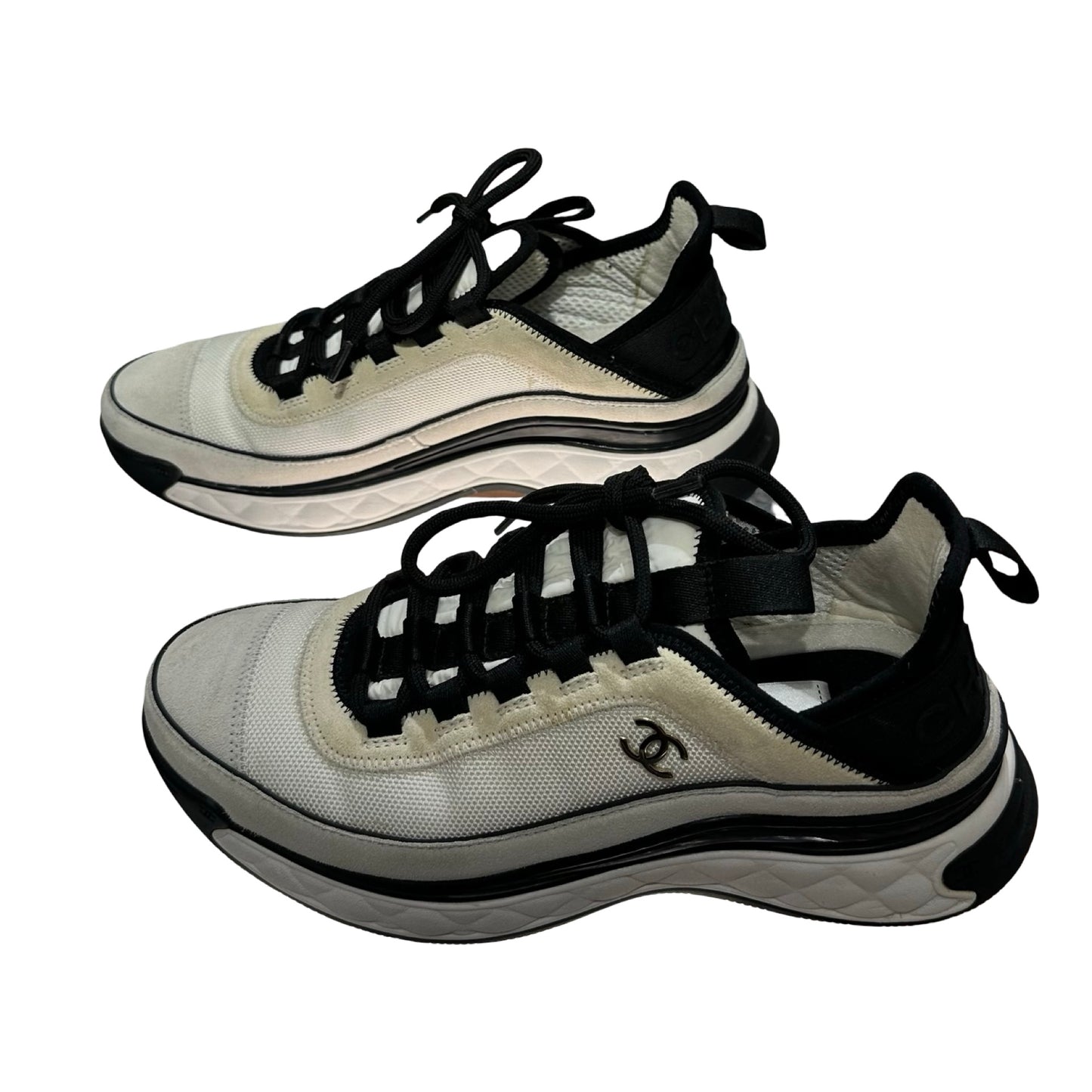 Used CHANEL Sneakers Shoes Black White