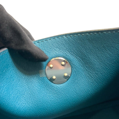 Used HERMES Leather Lindy Handbag Green