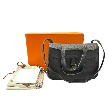 Used Hermès Halzan Shoulder Bag Black GHW