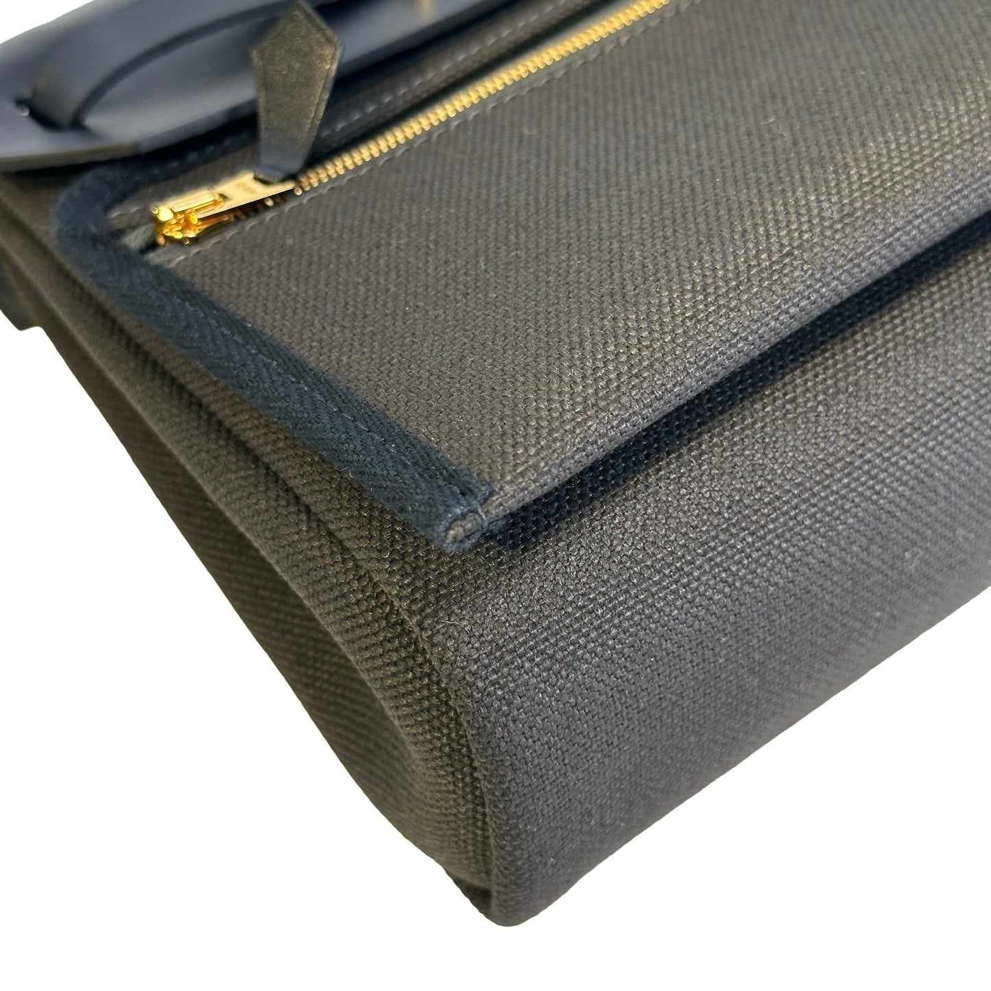 Brand New HERMES Canvas Leather Herbag Zip Shoulder Bag Black Gold