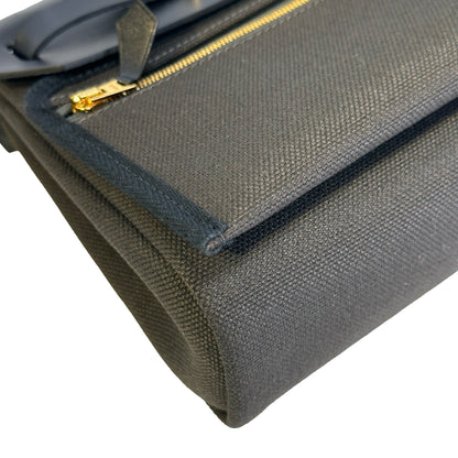 Brand New HERMES Canvas Leather Herbag Zip Shoulder Bag Black Gold