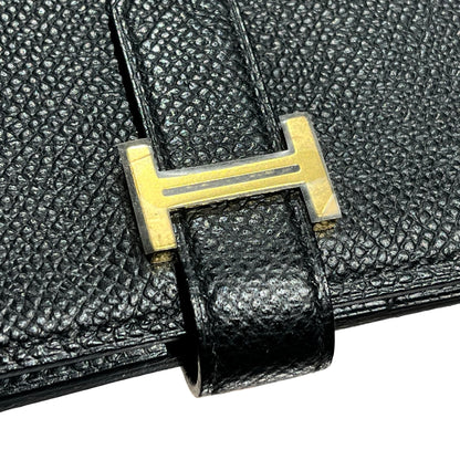 Used HERMÈS Epsom Leather Bearn Wallet Black GHW