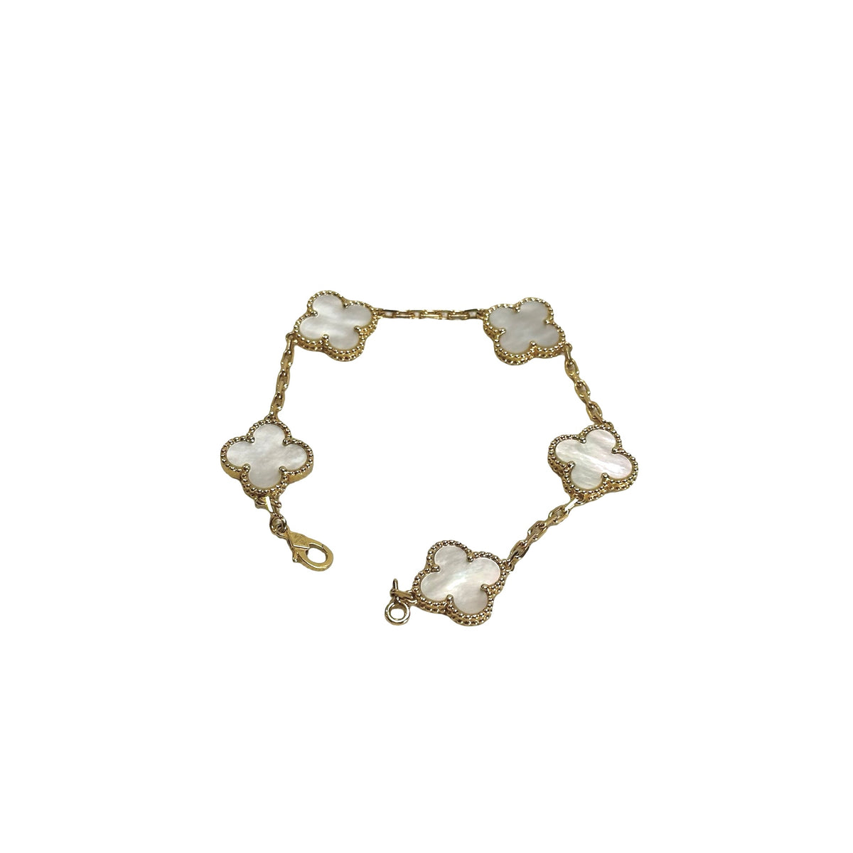 Used VAN CLEEF & ARPELS Mother of Pearl Yellow Gold Vintage Alhambra 5-motif bracelet BRACELET Gold White