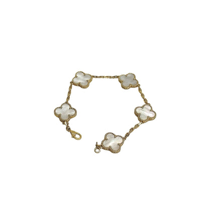 Used VAN CLEEF & ARPELS Mother of Pearl Yellow Gold Vintage Alhambra 5-motif bracelet BRACELET Gold White