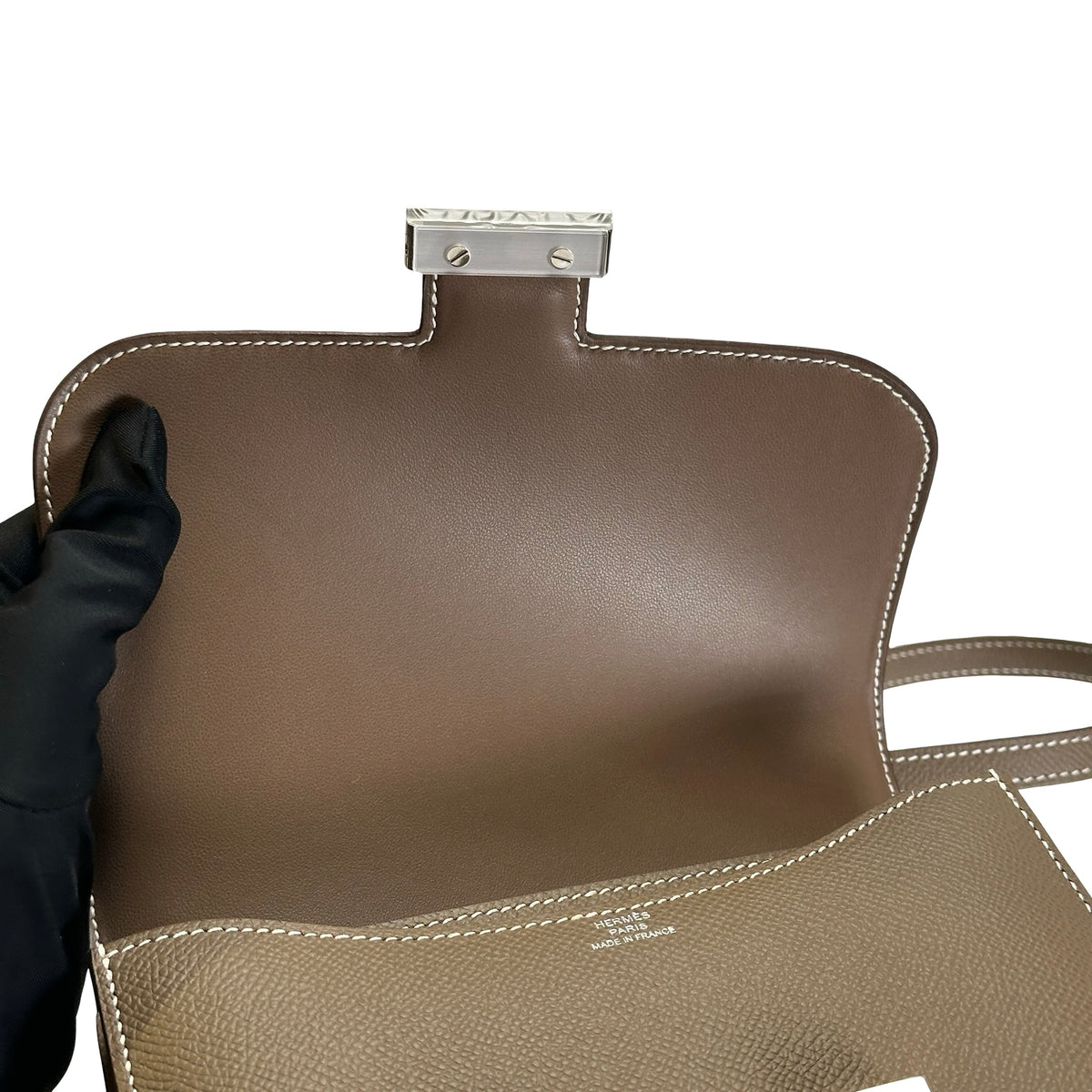 Brand New HERMES Epsom Leather Constance Crossbody Bag Etoupe
