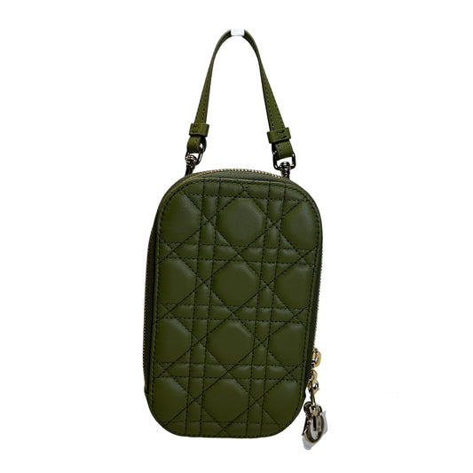 Used DIOR Cannage Cannage Pouch Green GHW