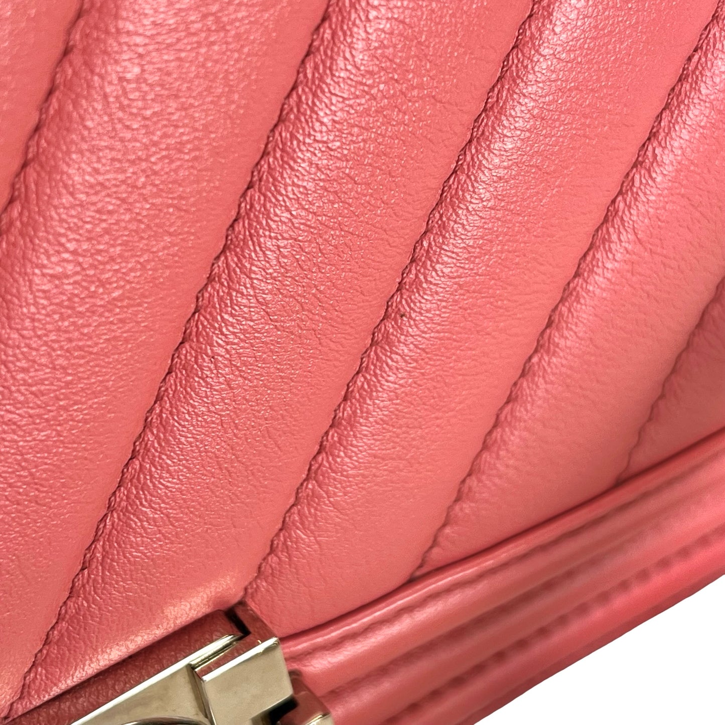 CHANEL Lambskin Boy Shoulder Bag Pink PHW