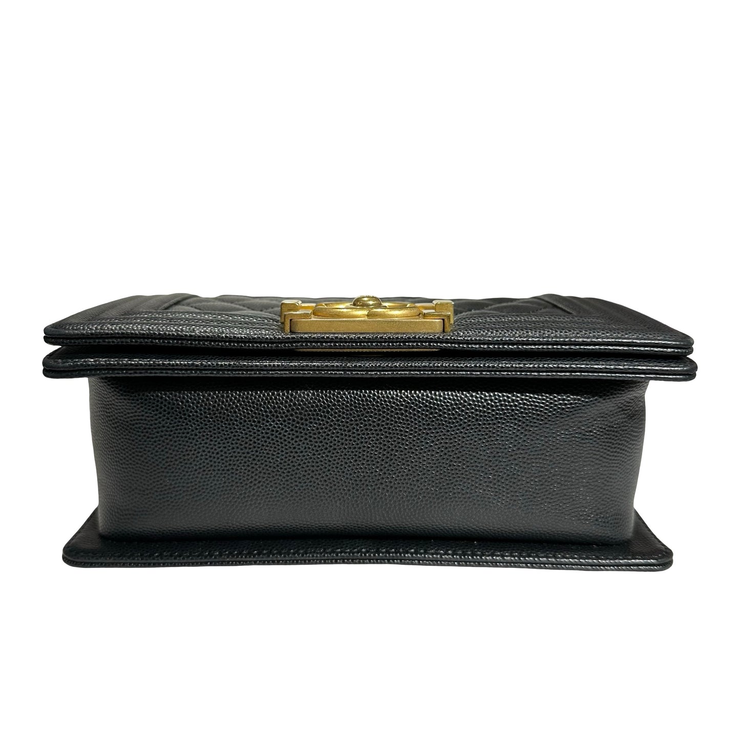 Used CHANEL Caviar Leather Boy 20cm Chain Shoulder Bag Black GHW