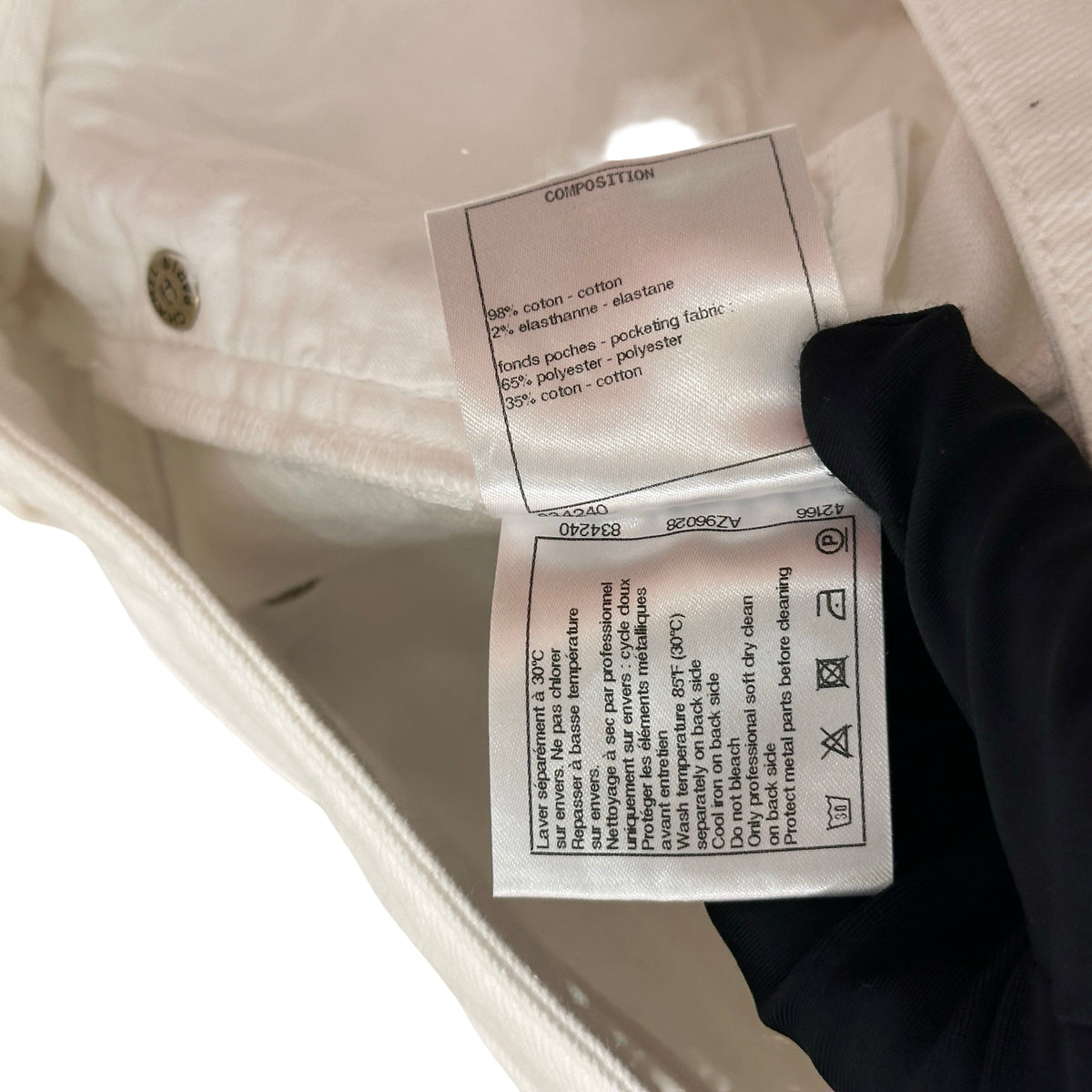 Used CHANEL Solid Denim Jeans Pants White