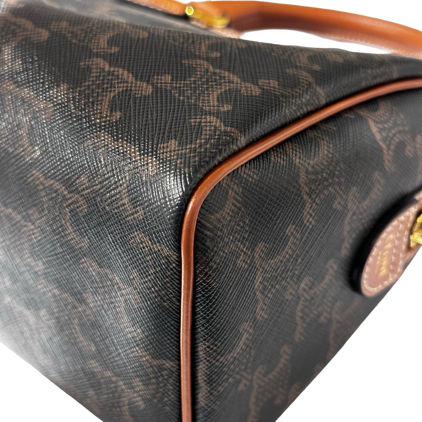 Used CÉLINE TRIOMPHE Canvas Small Boston Cross Body Bag Brown GHW