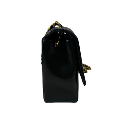 Used Chanel Lambskin Leather Cf Flap Vintage Shoulder Bag Black GHW