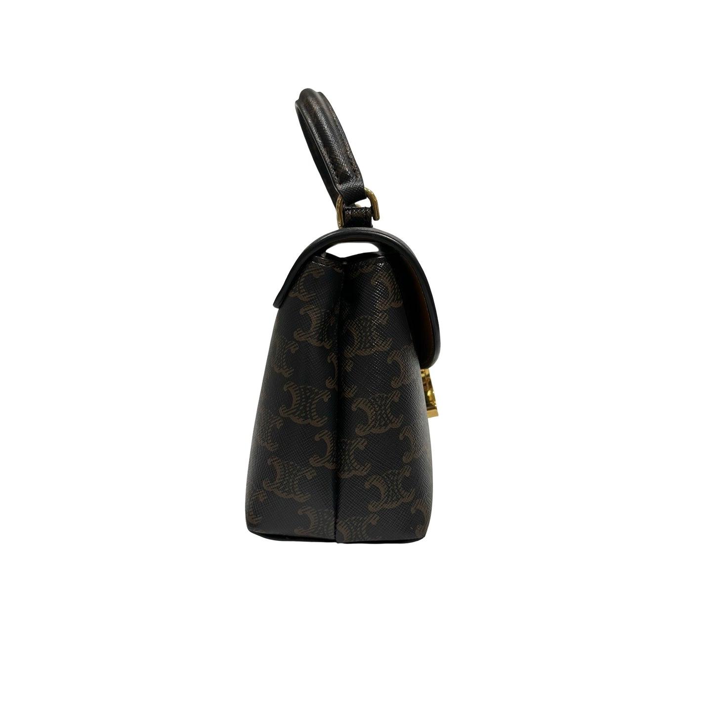 Used Céline TRIOMPHE Canvas Teen Nino Shoulder Bag GHW Brown