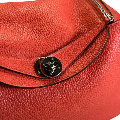 Used HERMES Clemence Lindy Handbag Pink