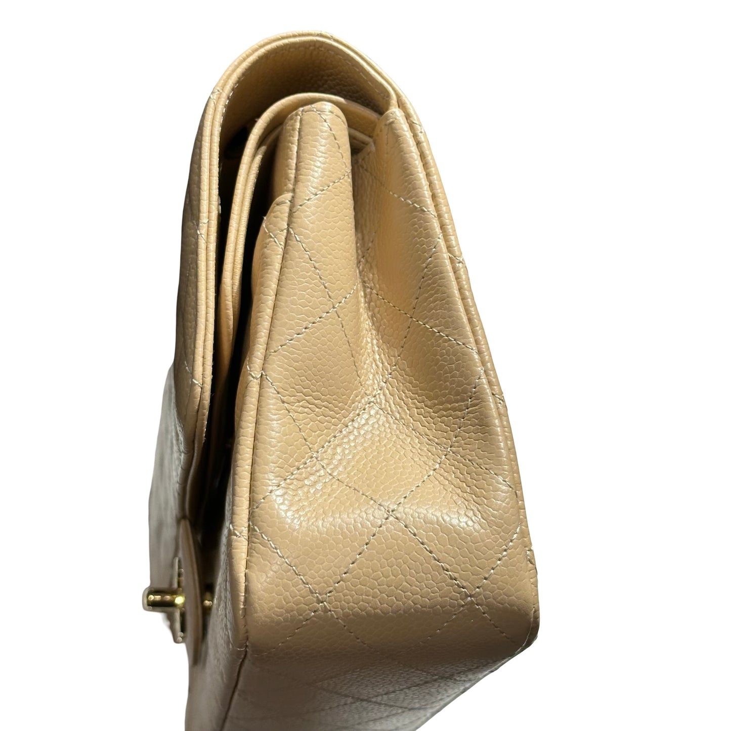 Used CHANEL Calf skin CF 25 Shoulder Bag Beige GHW
