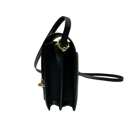 Used HERMÈS Calfskin Leather Roulis mini Shoulder Bag Black GHW