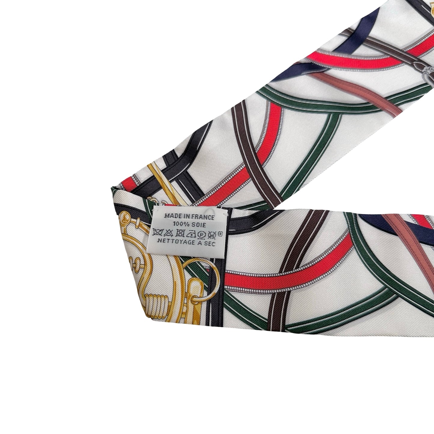Used HERMES Silk Twilly Twilly Multicolor White