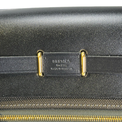 Brand New HERMES Canvas Leather Herbag Zip Shoulder Bag Black Gold