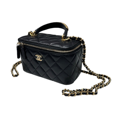 Unused CHANEL Chanel Vanity Case Chain Shoulder Bag Black GHW