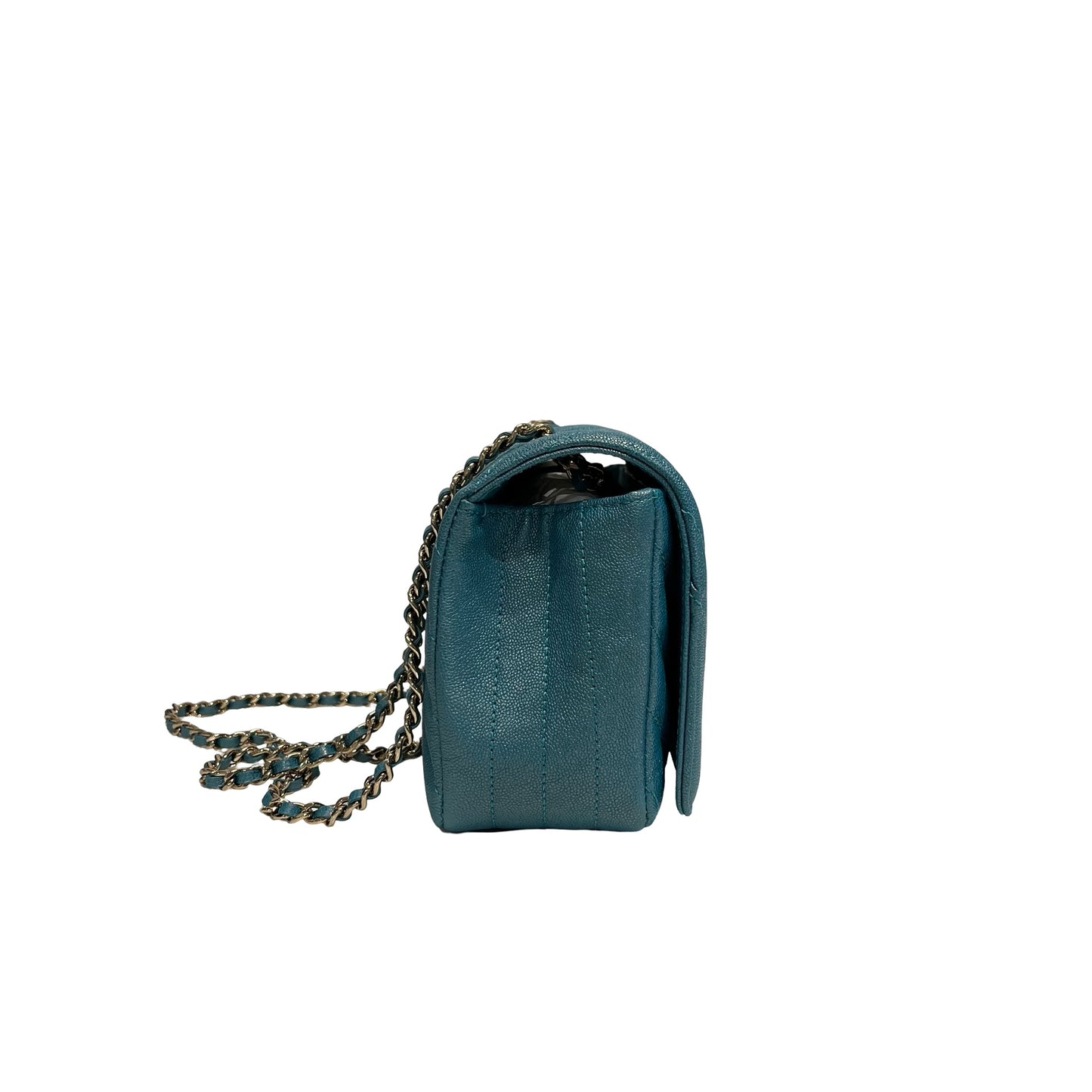 Used CHANEL Chevron Statement Flap Chain Shoulder Pearl Green GHW Chain Shoulder Bag