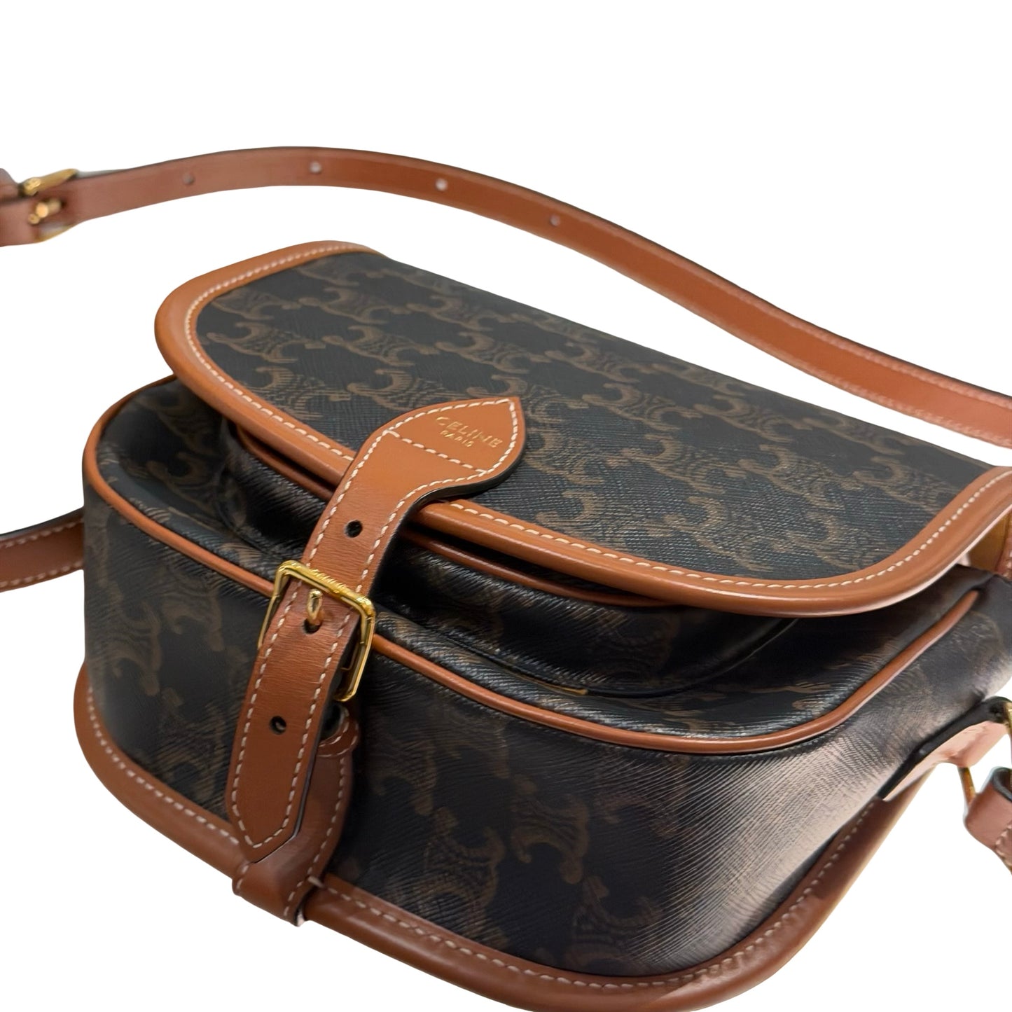 Used CÉLINE FOLCO BAG FOLCO Cross Body Bag Brown GHW