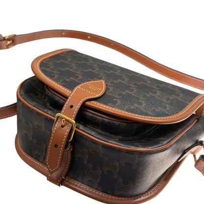 Used CÉLINE FOLCO BAG FOLCO Cross Body Bag Brown GHW