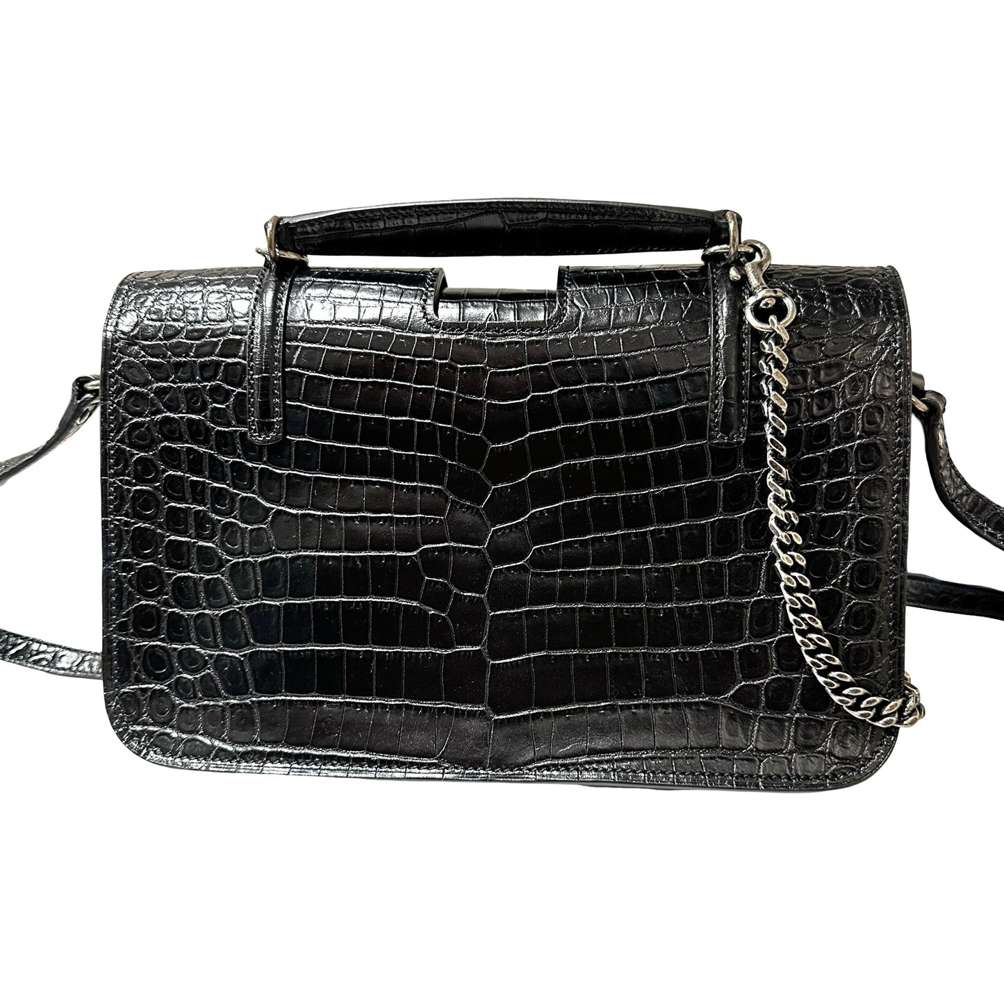 Used SAINT LAURENT Calfskin Leather Charlotte Messenger Two Way Shoulder Bag