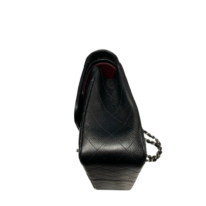 Used Chanel Caviar Leather Jumbo Shoulder Bag Black PHW