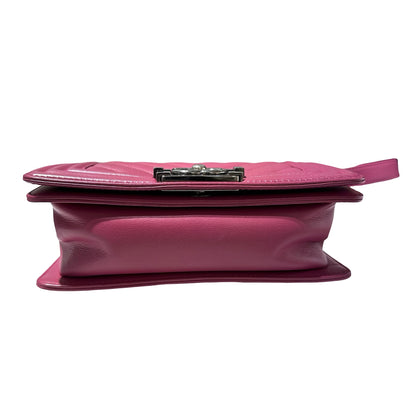 Used CHANEL Boy 20cm Cross Body Bag Red PHW