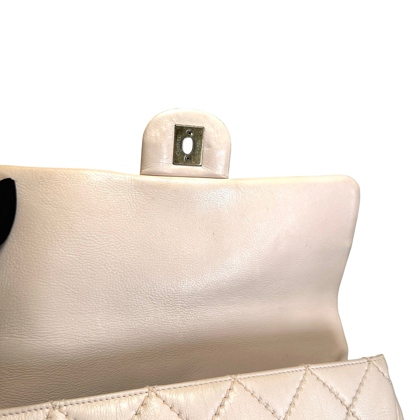 Used CHANEL Quilted Leather Kelly Flap Handbag Beige Gold Tone Hardware