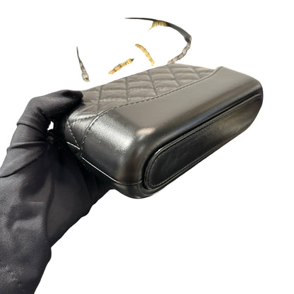 Used CHANEL Calfskin Leather Gabrielle WOC Cross Body Bag GHW Black