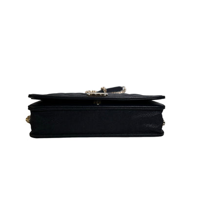 Used CHANEL Quilted BOY CHANEL WALLET ON CHAIN Wallet on chain Navy GHW