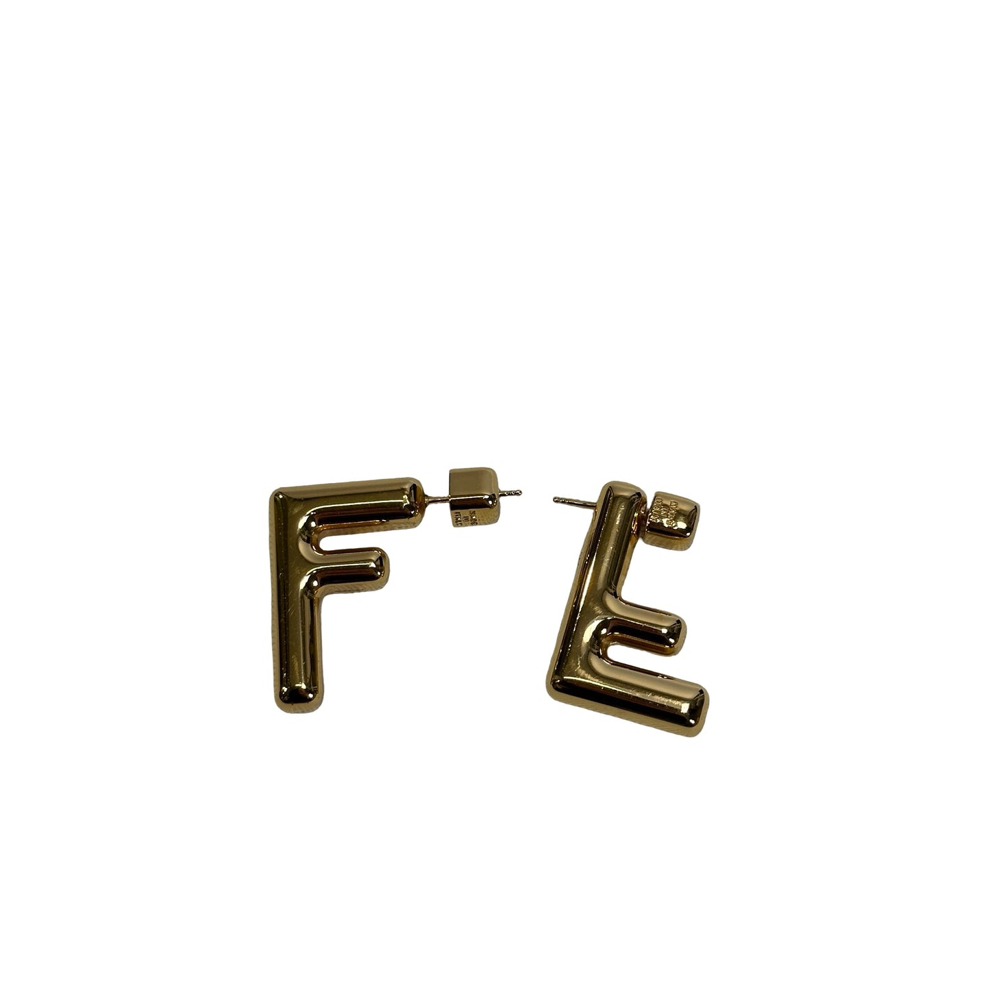 Used FENDI Fendi Earrings F Motif Gold Tone Earrings Gold